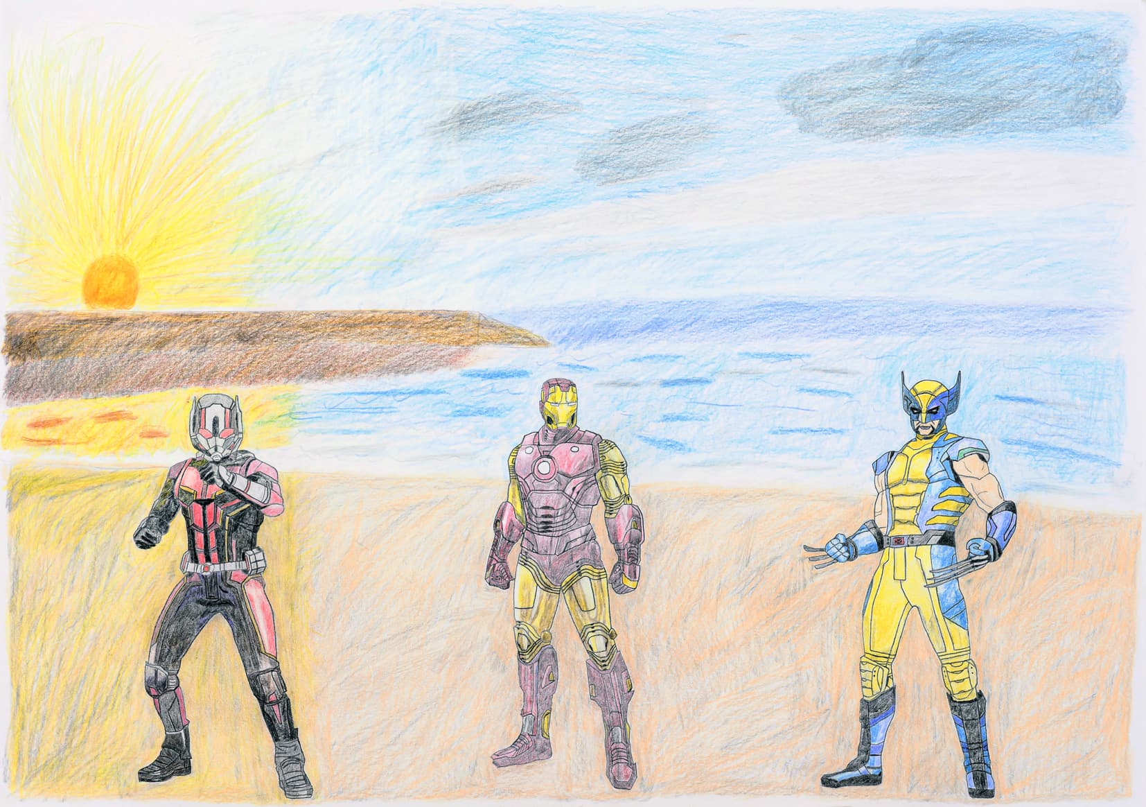 瀬戸内海マーベルヒーロー　アイアンマン・ウルヴァリン・アントマン